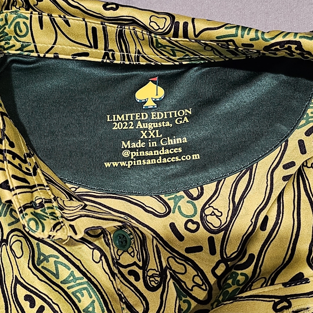 Pins & Aces Masters Augusta National Yellow & Green Shirt Size 2XL - Picture 3 of 5